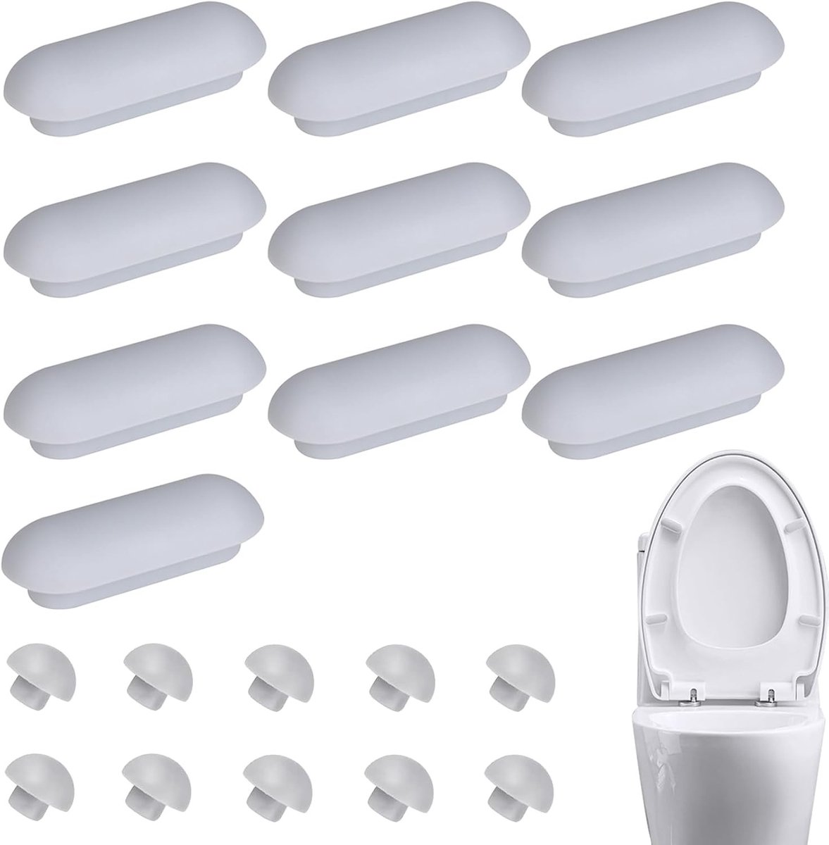 20 Stuks Toiletbril Buffers en Dempers - Universele Ondersteuning voor Toiletbrillen met 10 Ringen en 10 Dekselbuffers voor Optimale Stabiliteit en Comfort