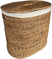 Waterhyacint Wasmand 60cm | Deksel, Linnen Voering & Bamboe Handgreep | Handgemaakt | Badkamer