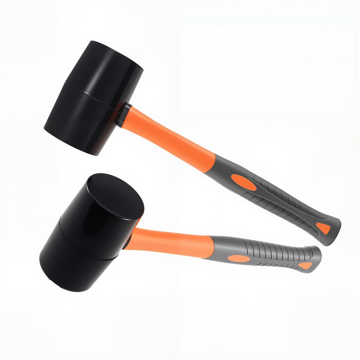 SnelShoppen - 2 stuks 16 oz rubberen hamer, zware rubberen bestratinghamer met antislip handvat, zwart massief rubber voor camping, vloeren, houtbewer