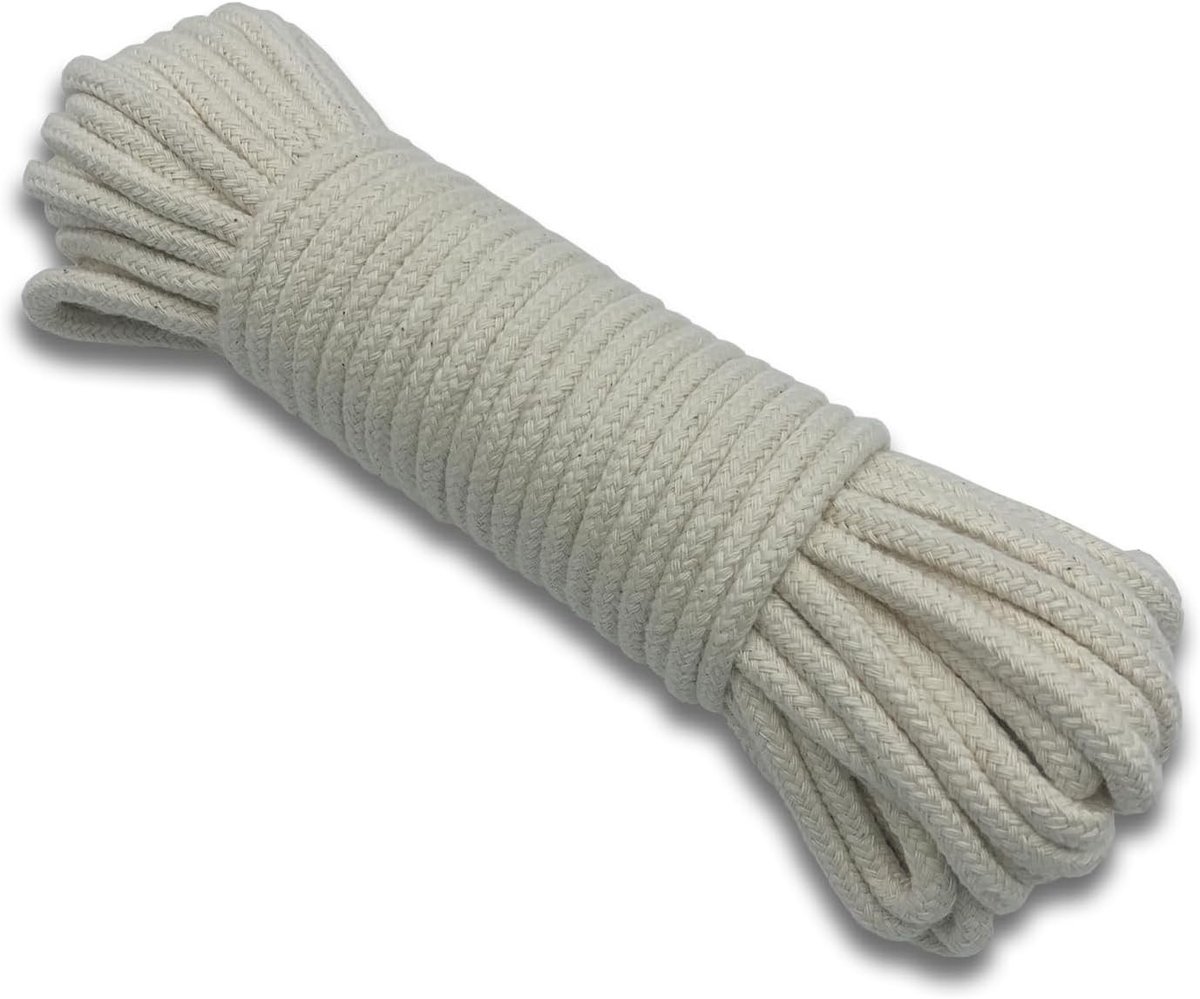 Natuurlijke Katoenen Gevlochten Touw van 10m - 6.5mm Dikte voor Buiten, Tuin, DIY Projecten en Wanddecoratie