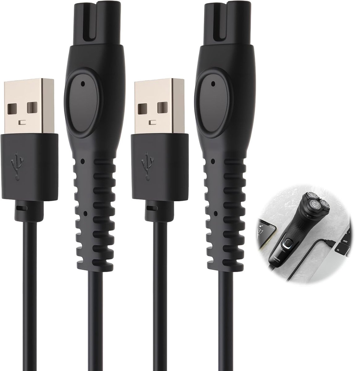 USB Oplaadkabel 5V 1A voor Scheerapparaten, Geschikt voor Diverse Modellen, 2 Stuks