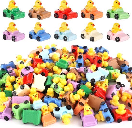 100 stuks mini hars eendjes in auto - 10 kleuren - unieke decoratie voor feestjes & woondecoratie