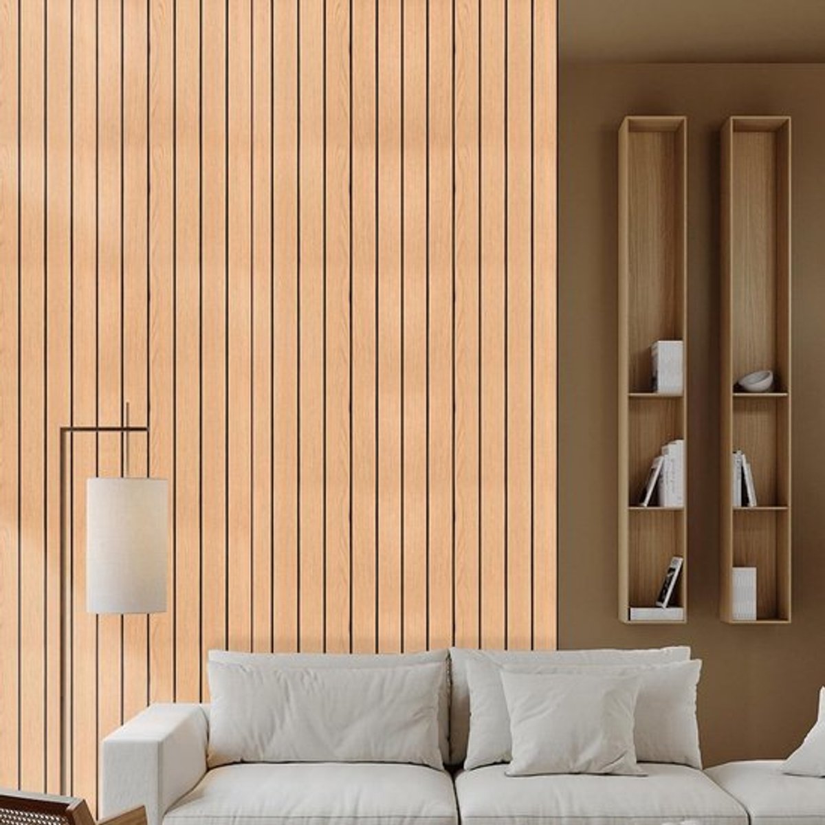 12 stuks 30 x 30 cm zelfklevende wandpanelen in houten lattenlook, tegelstickers voor keuken en badkamer, afneembare pvc-wandpanelen, moderne wanddecoratie en metro wandtegels