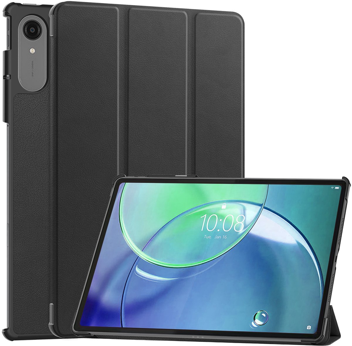 Hoesje - Geschikt voor Lenovo Idea Tab Pro Gen 2 - Dun & Stevig - Hardcover Book Case - Trifold Bookcase Hoes - Hard Cover - Tablethoes - Zwart