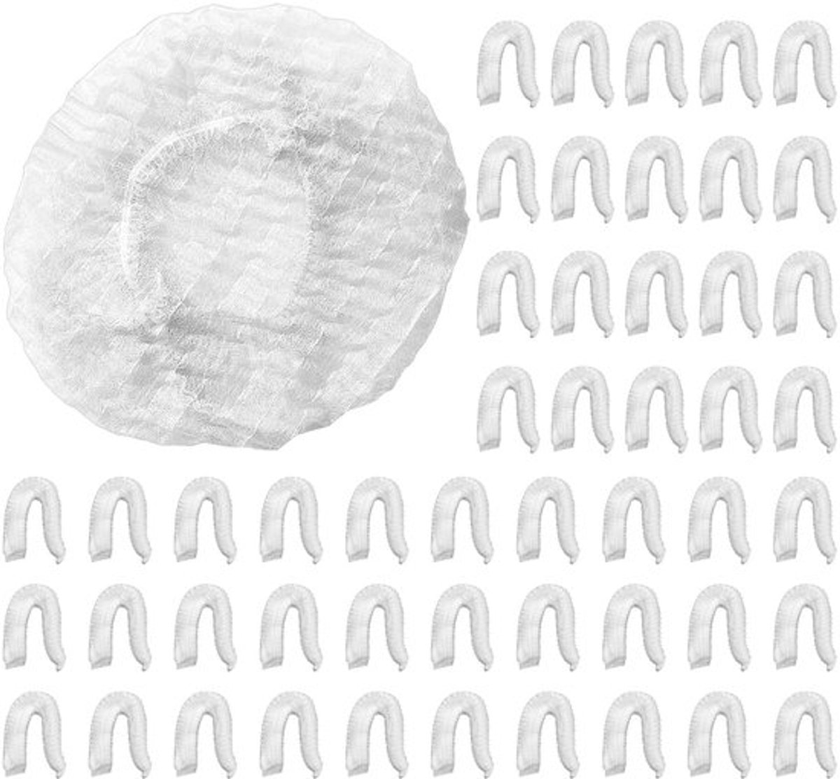 Kookmutsen 50 stuks - Elastische Haarafdekkingen - Stofdicht - Chirurgische Mutsen - Vliesstof - Wit - Hygiënisch en Ademend - Haarnet