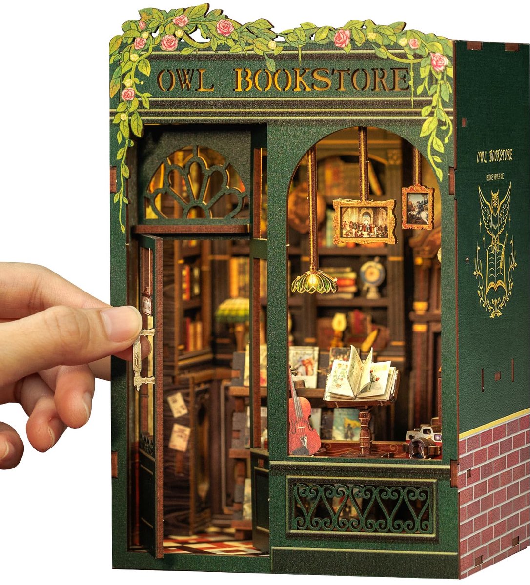 Book Nook Kit - DIY miniatuur huiskits voor volwassenen en tieners - boekensteun Diorama met LED - 3D houten puzzel - mini Book Nook boekenplank insteekdecor - ambachtelijke hobby's cadeaus voor volwassenen