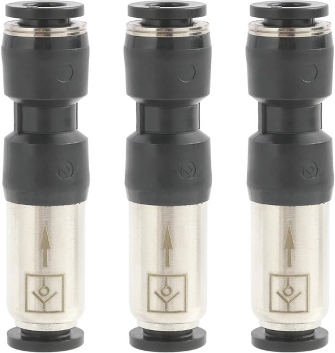 Terugslagkleppen set van 3 - Pneumatisch - 6 mm - Eenrichtingsventiel - Roestvrij staal - Corrosiebestendig H58 messing
