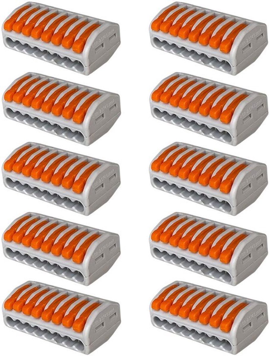 PCT-218 kabelverbinderset - 8 poorten - Compacte geleiderstekker - Oranje en grijs - Snelkoppeling - Geschikt voor diverse toepassingen -...