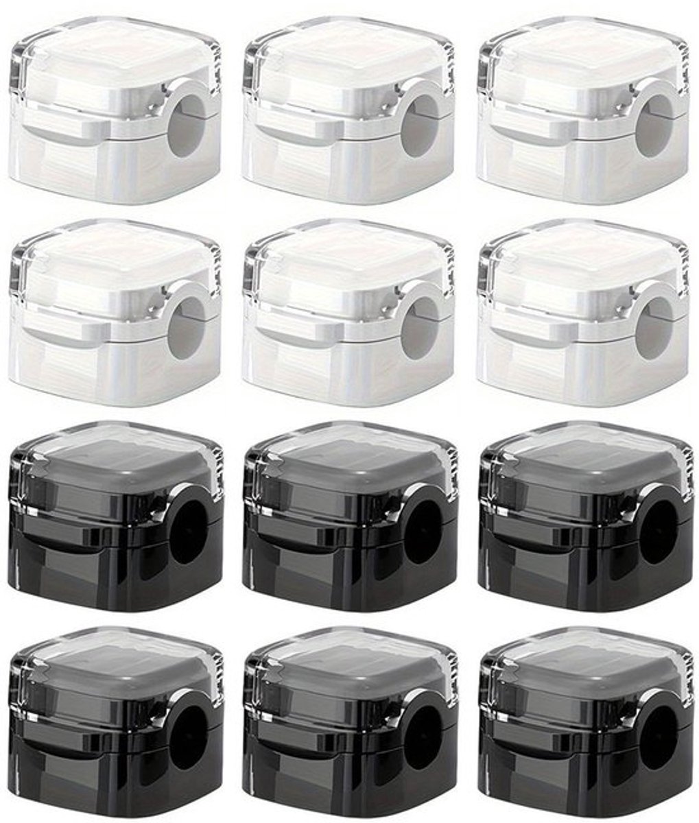 Kabelclip Magnetisch - 12 Stuks - Zelfklevend - Kabelorganisator - Geschikt Voor Bureau/Kasten - Zwart/Wit - Duurzaam Plastic - Kabelorganizer