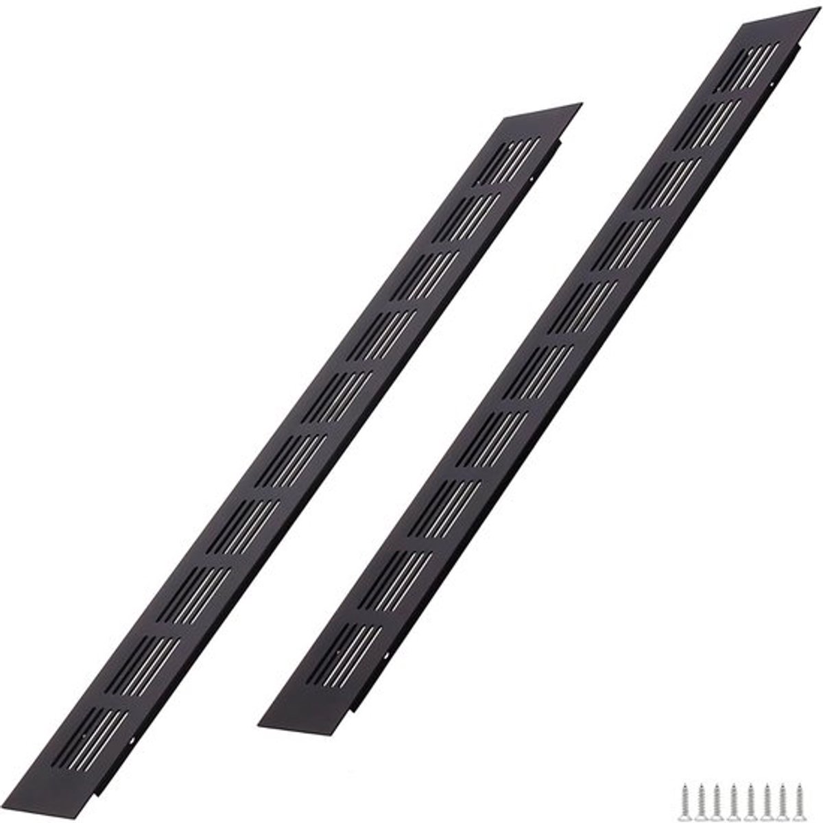 Ventilatierooster 400x50mm zwart - 2 stuks - Aluminium - Eenvoudige montage - Onderhoudsvriendelijk - Efficiënte ventilatie - Ontluchtingsrooster