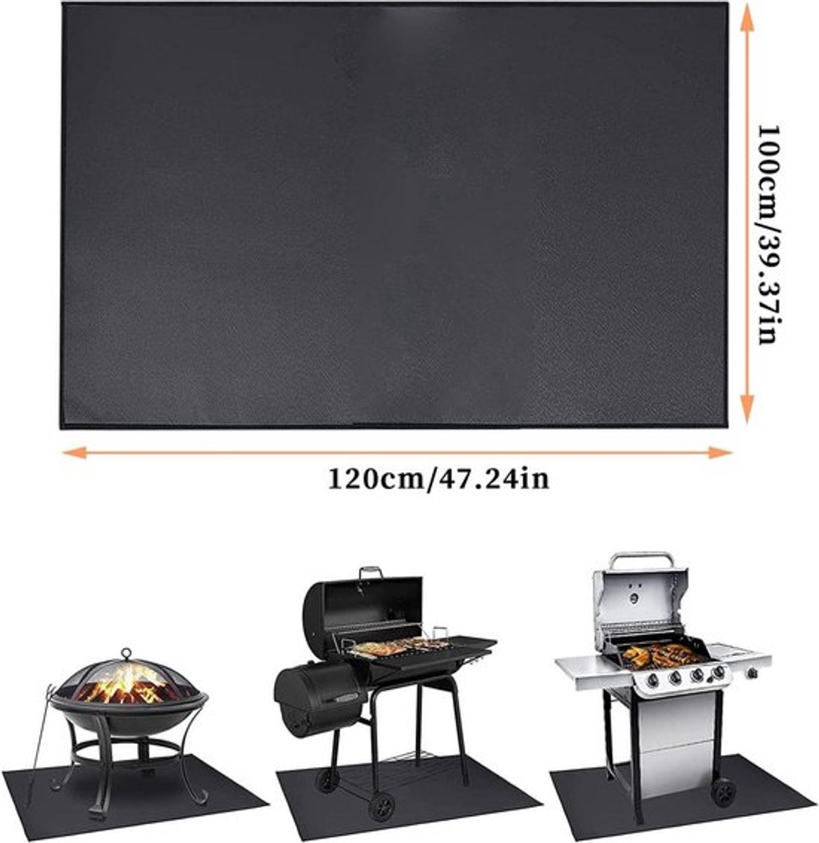 Opvouwbare Grillmat voor Brandveiligheid en Vloerbescherming - Grilltapijt voor Outdoor Barbecue, Gazon en Camping
