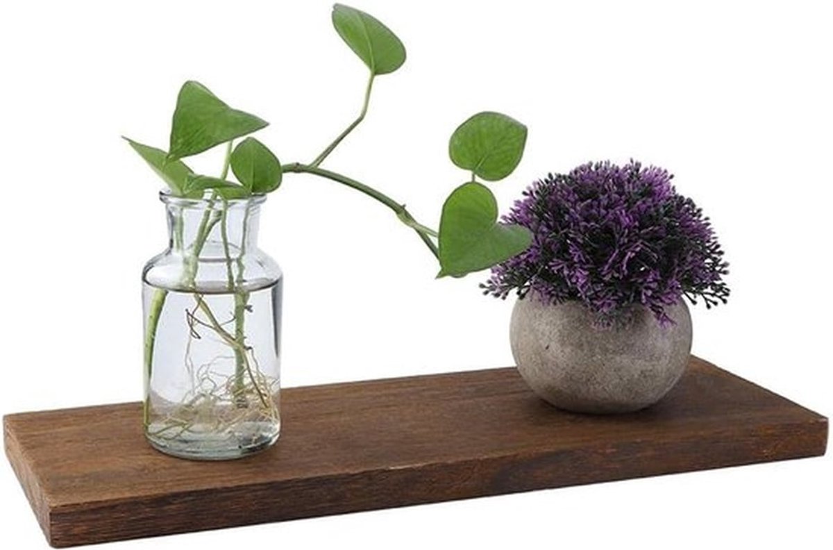 Drijvende Wandplanken van Hout voor Slaapkamer, Badkamer, Woonkamer en Keuken - 40 x 14 x 2 cm, Ideaal voor Opbergruimte en Decoratie