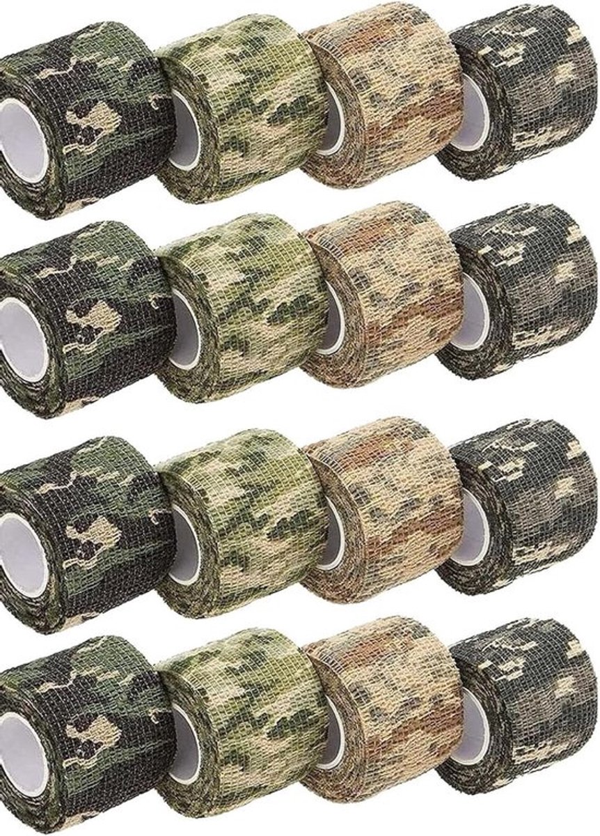 Multifunctionele camouflage-tape, 16 rollen waterdichte zelfklevende tape voor zaklamp en telescoop, ideaal voor buiten en klussen