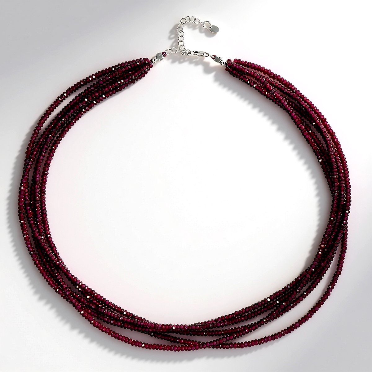 Cavill - Zilveren Halsketting - 925 Sterling Zilver Gerhodineerd - Magenta Granaat Fancy Gefacetteerd 2.34 ct - Stijlvolle Verstelbare Dames Ketting