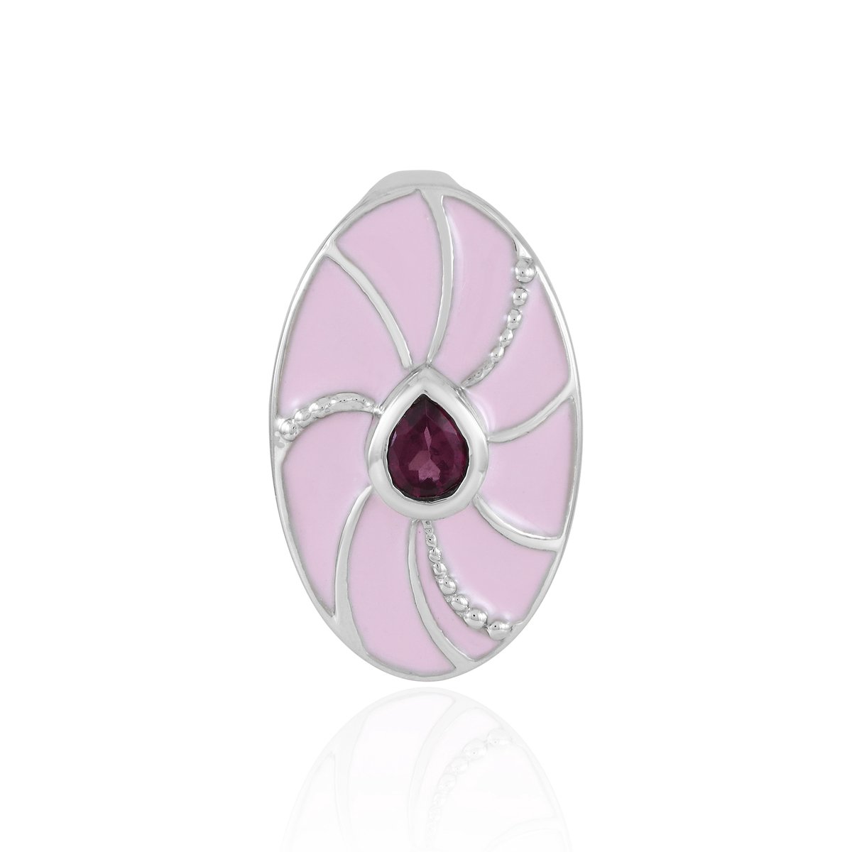 Cavill - Stijlvolle Zilveren Hanger - 925 Sterling Zilver Gerhodineerd - Peervormige Rhodoliet Edelsteen 0,18 ct - Moderne Elegantie - Dames Sieraden