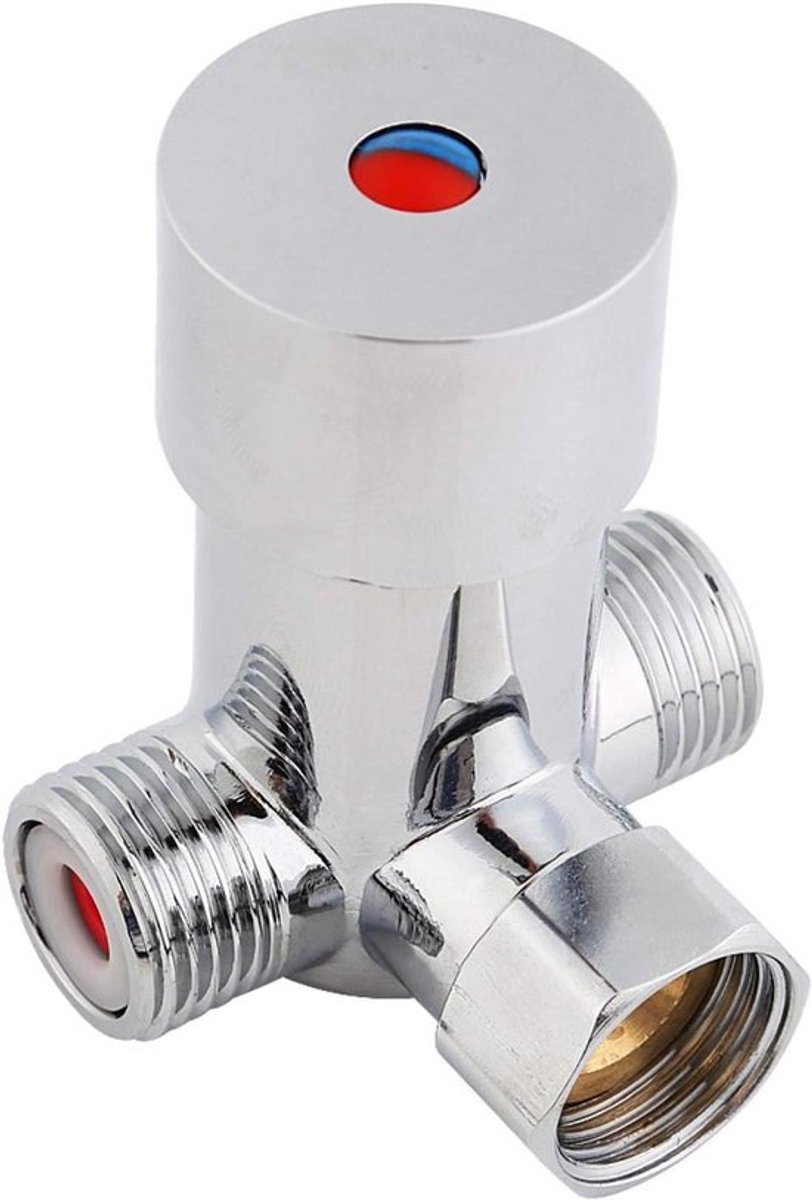 Thermostatische mengkraan voor warm en koud water, met terugslagkleppen - 20m³/h temperatuurregelaar voor huishoudelijke of commerciële leidingen - RVS design.