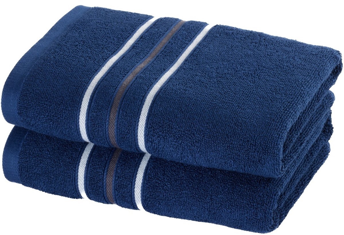 Moodit Handdoek Empress Navy Blue - set (2 st.) - 50 x 100 cm - Katoen