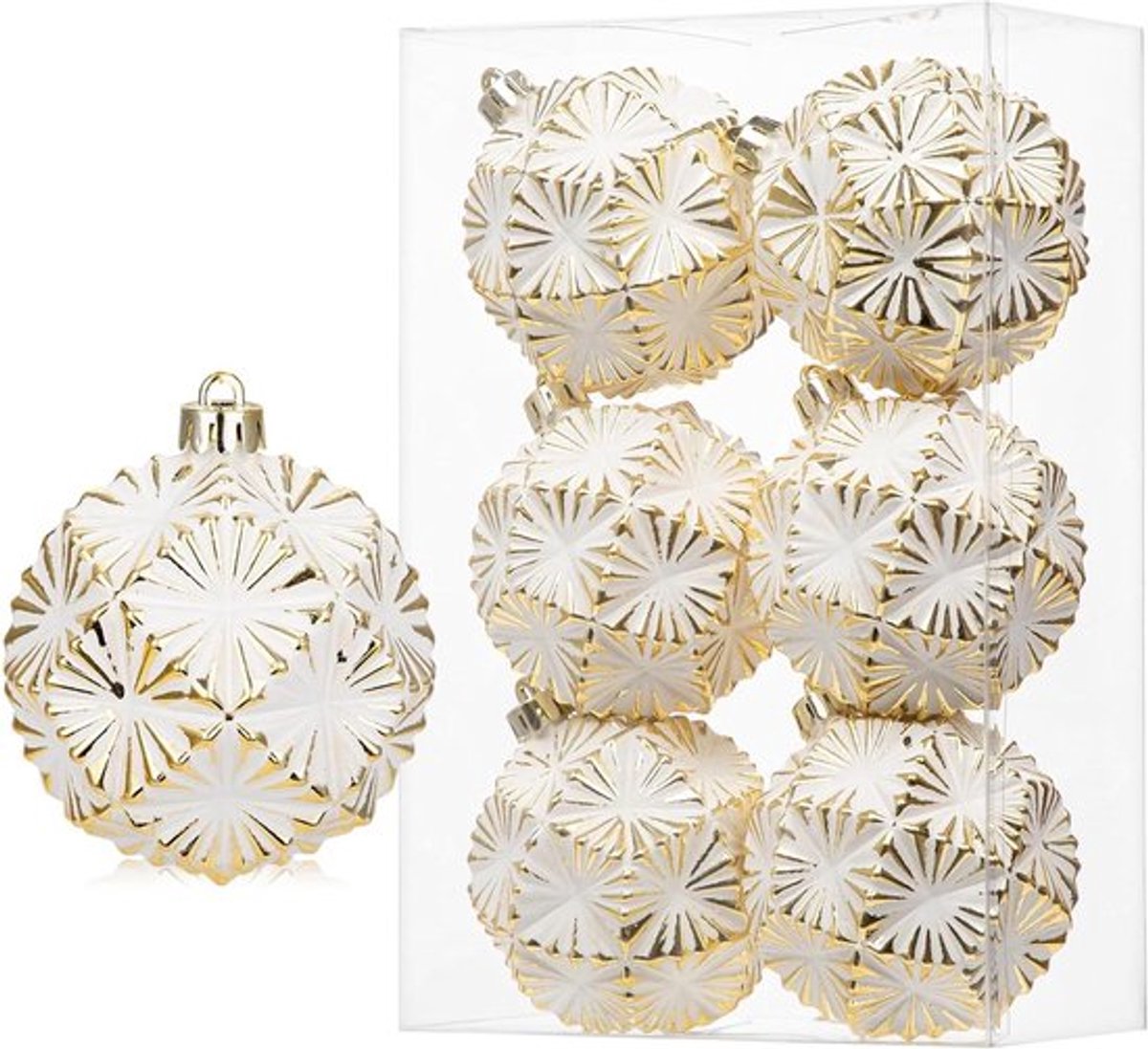 Set van 6 decoratieve kerstballen in vintage stijl voor kerstboom - Rustieke ornamenten kerstboomdecoratie voor kerstbruiloftsfeest