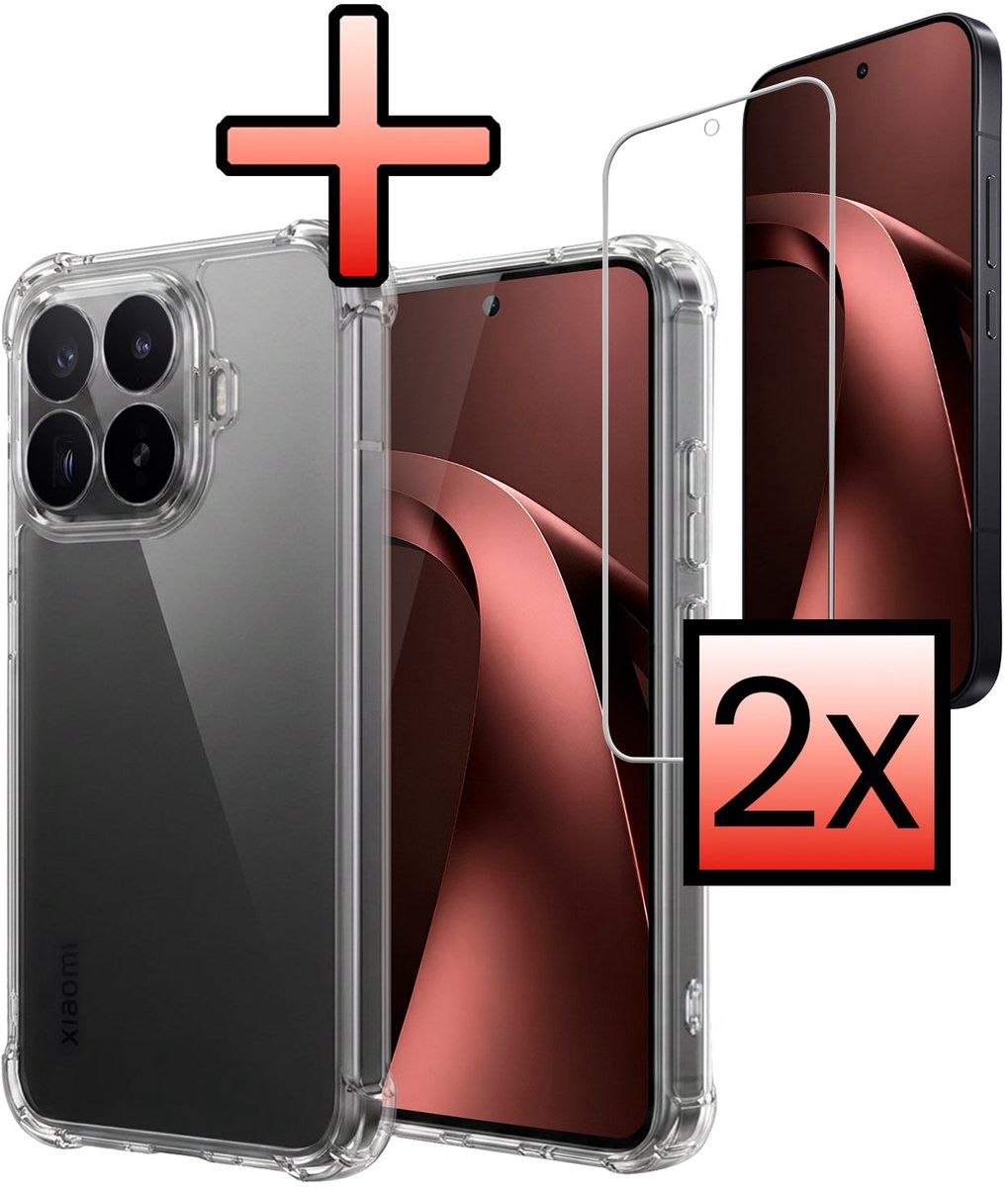 Hoesje - Met Screenprotector - 2 Stuks - Geschikt voor Xiaomi 17T Pro - Sterk & Shockproof - Siliconen Case - Back Cover - Telefoon Hoes - Shock Proof - Transparant