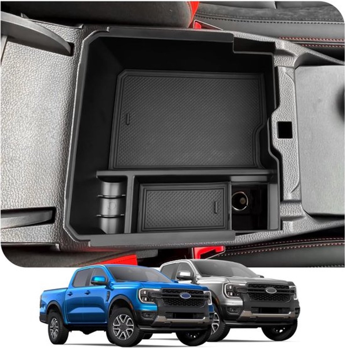 Centerconsole-Organizer voor Ford Ranger T9 (2023-2026) - Opbergdoos voor Armsteun, Accessoires en Ruimtebesparing