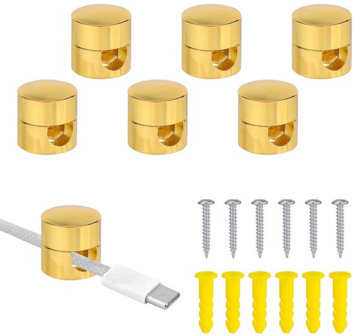 Kabelankers voor Bureauorganisatie - Draadorganizer voor Kabels - Kabelbeheerclips - Oplaadkabels Houders - Metalen Kabelhouders - Kantooraccessoires (Goud)