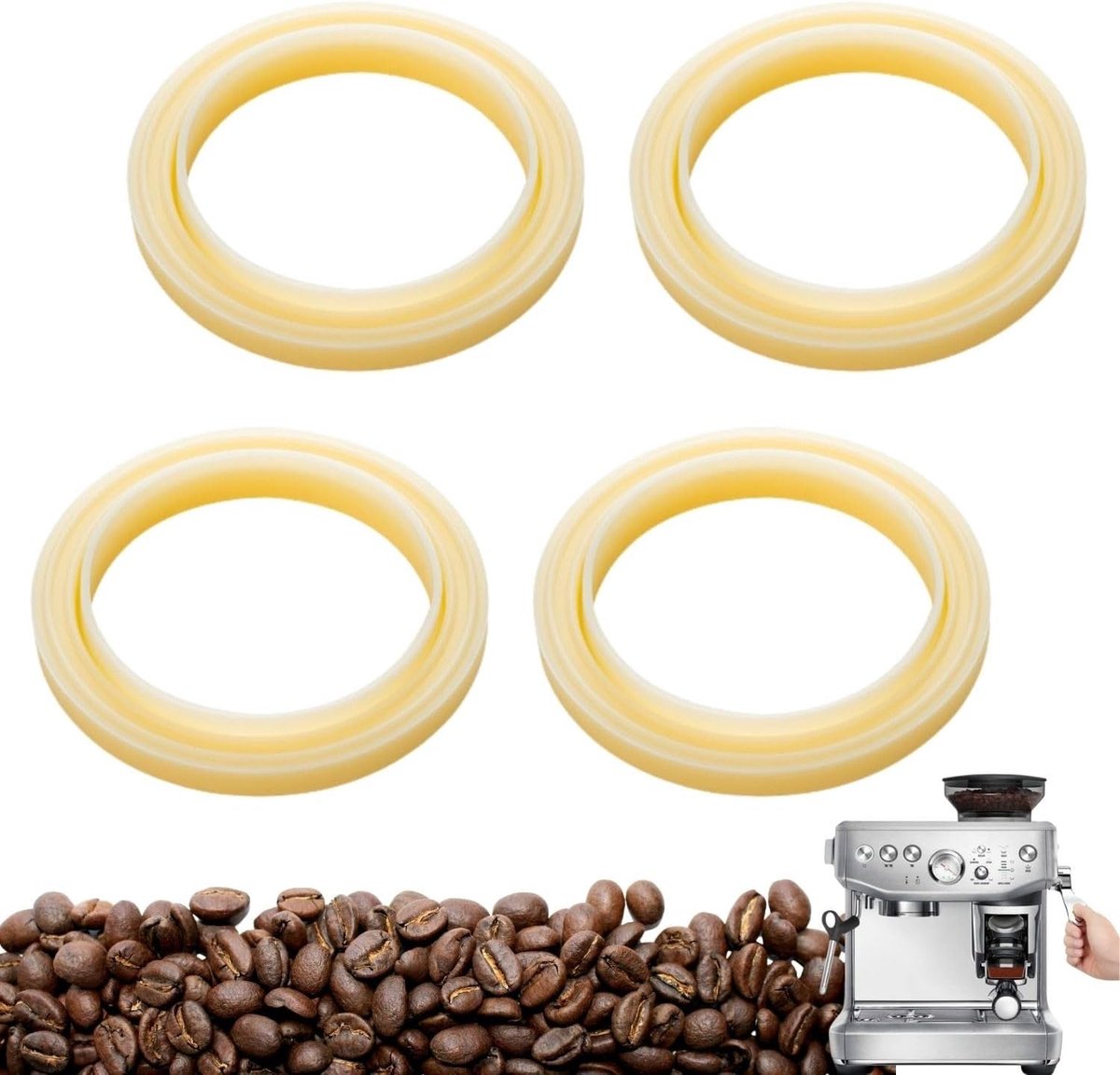 Set van 4 Siliconen Stoomringen voor Espresso Machines - Voedselveilige Silicone, Perfecte Afsluiting en Hittebestendig