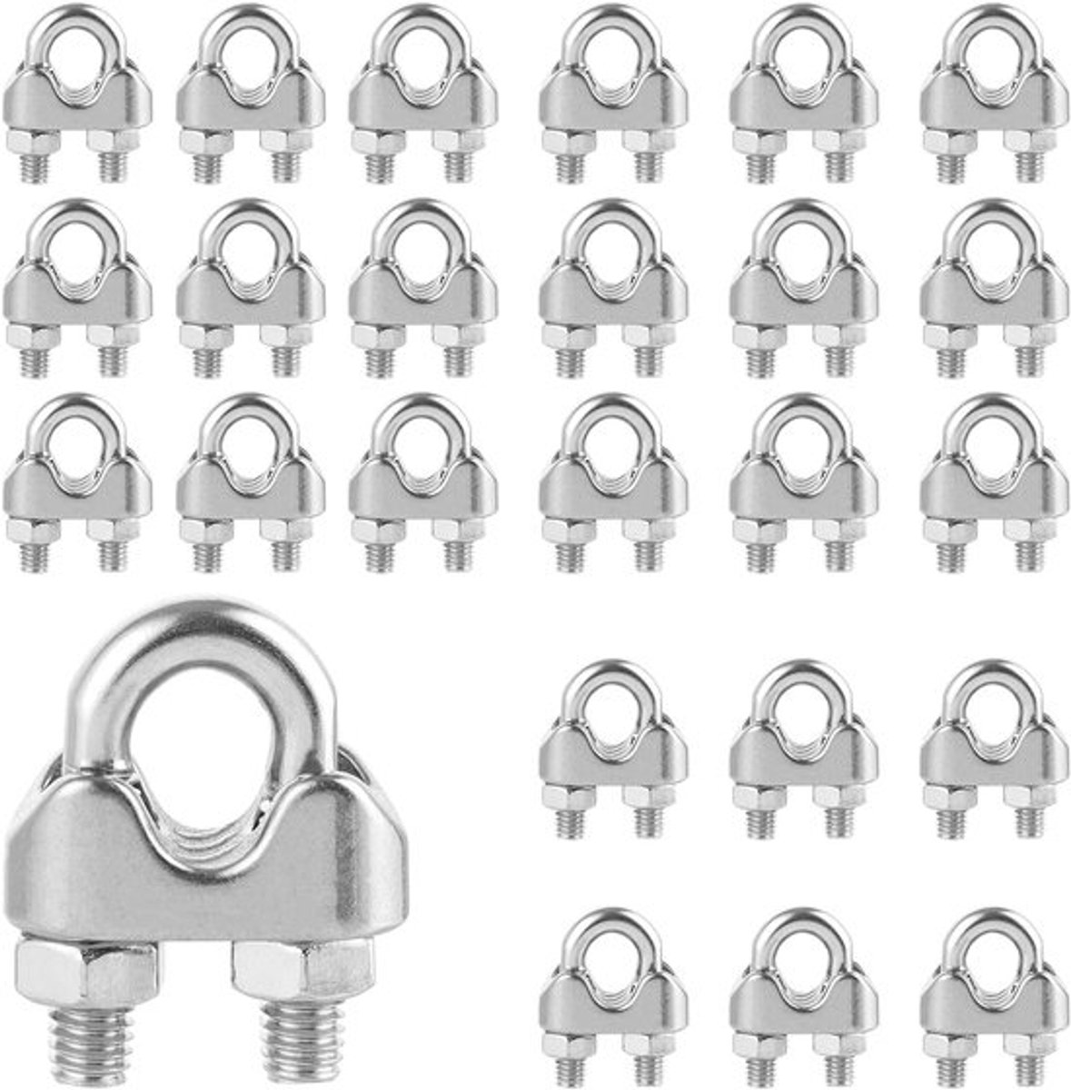 30 Stuks Kabelclips 5 mm - RVS 304 Kabelklemmen voor Kabelbeheer, Kledinglijn en Tentdoek