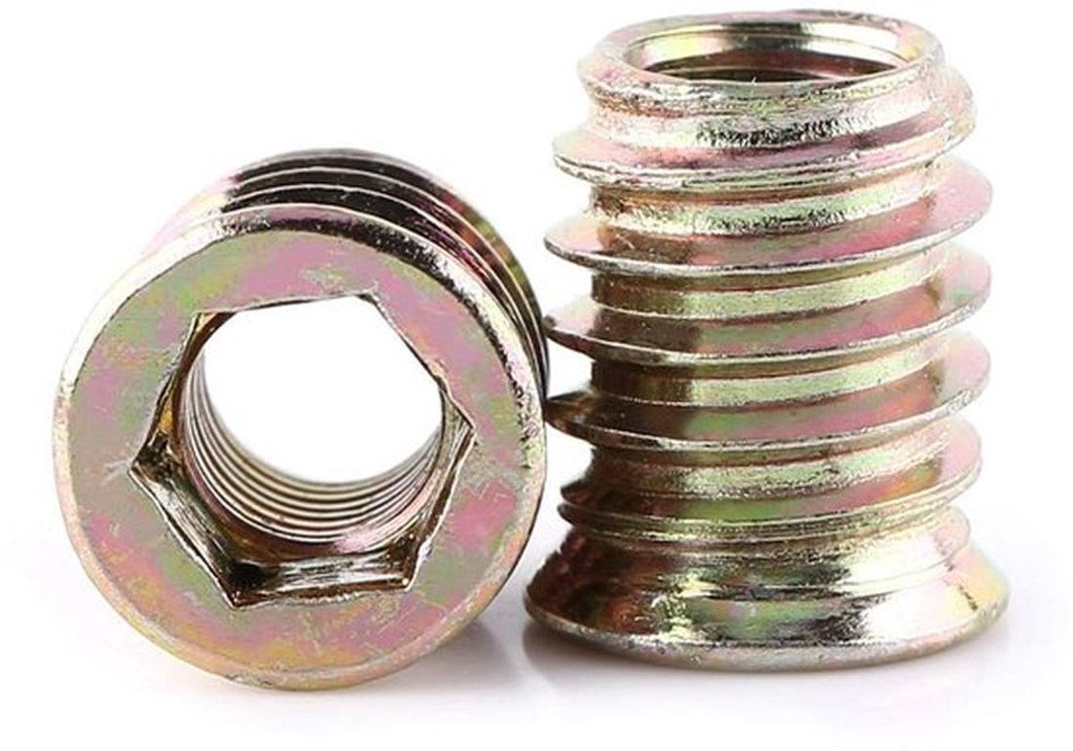Schroefdraadinzet 20 Stuks - Houten Inzetstuk M8 x 17 mm - Zeskantmoer - Schroefdraadmoer - Hoogwaardig Verzinkt Koolstofstaal - Duurzaam en Roestbestendig - Insteekmoer