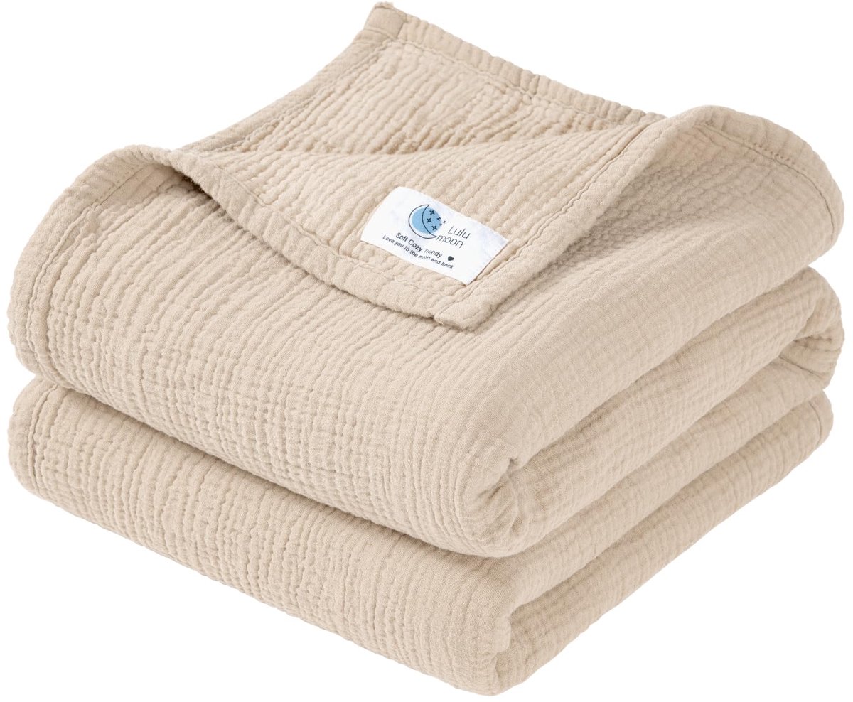 SnelShoppen - Luxe Baby Deken Ivoor 100% Mousseline Katoen - Zacht en Ademend - Perfect voor Baby's en Kinderen - Ideaal voor Thuis, In de Kinderwagen
