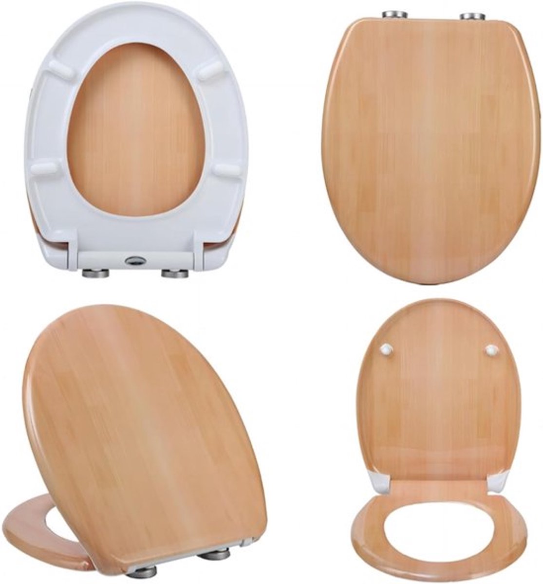 Toiletbril met Soft-Close Mechanisme, Ovalen Houten Toiletdeksel, Eenvoudige Montage, Duurzaam en Stijlvol voor Gezinnen