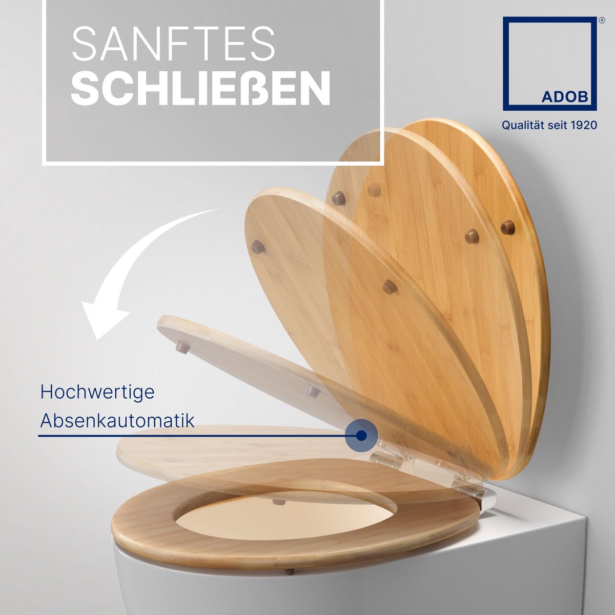 SnelShoppen - Wc-bril bamboe donker met softclosemechanisme - Bamboo natuur, duurzaam en stijlvol voor moderne toiletten, 33325