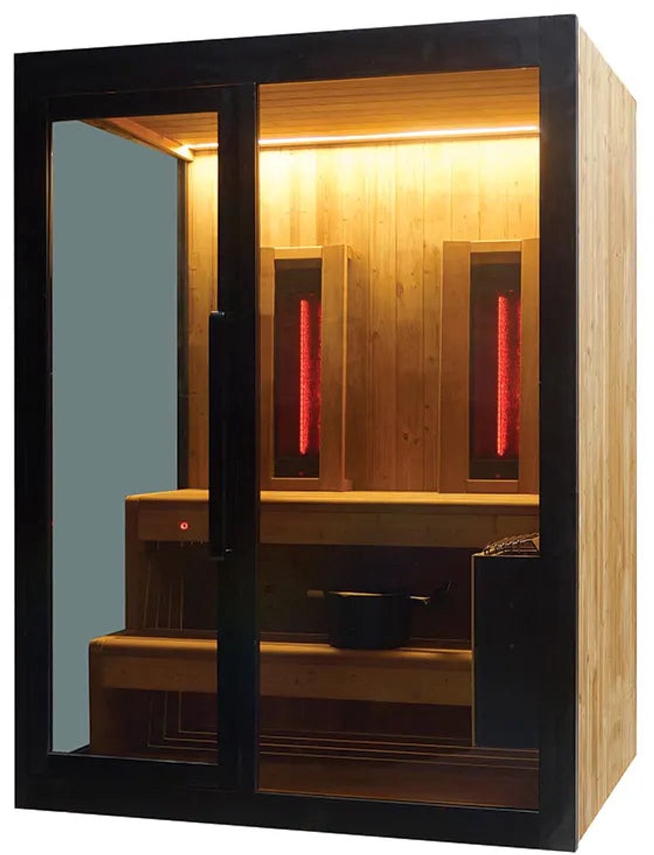 Fonteyn Finn 2 Deluxe Combi Sauna - Combi Sauna Buitensauna voor Wellness en Ontspanning - 150 x 120 x 200 cm - Thermo Espenhout - 3,6 kW