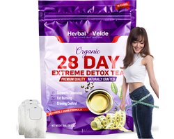 Herbal&Velde® 28 Dagen Detox Afval Thee | Vegan Afslankkuur | Ondersteunt Vetverbranding & Platte Buik | Darm Detox | Tegen Opgeblazen Gevoel | E-Book |