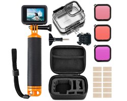 MOJOGEAR Diving Kit voor GoPro 13 - Waterdicht tot 40 meter - Met 3 duikfilters en bobber - Zwart