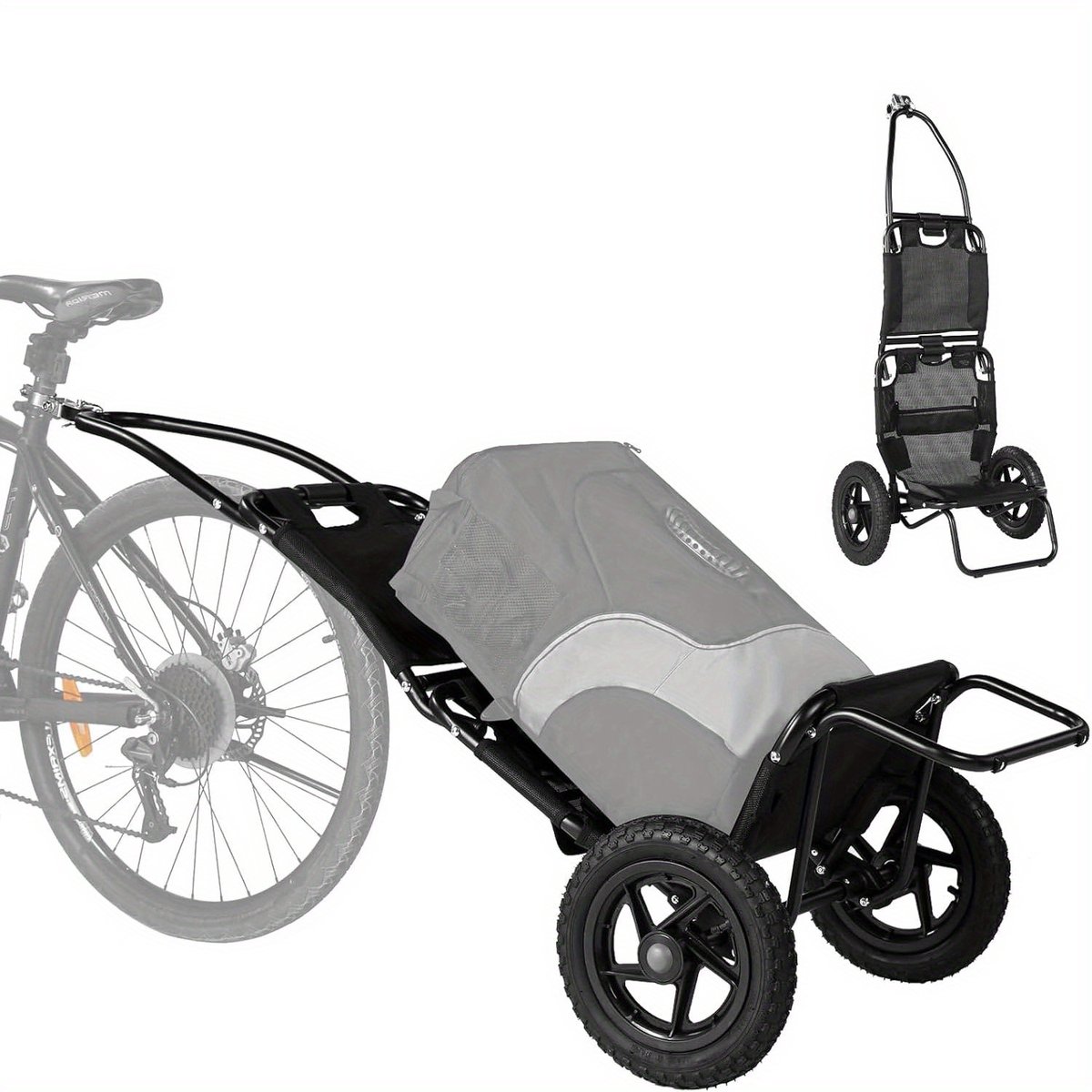 North Collective CargoRide Fietskar - Fietskar Bagage 2-in-1 Booschappen trolley - Opvouwbaar - Ultra licht 0 tot 20 KG - Zwart