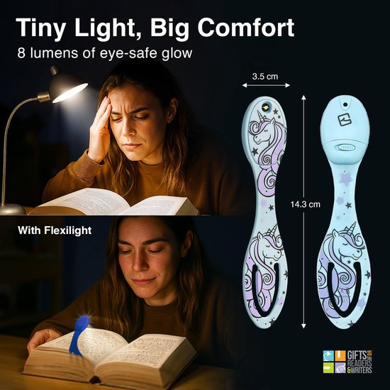 Leeslamp Bladwijzer - Boeklamp LED - Lezen in donker - Flexibel ontwerp - 8 lumen - Unicorn — afbeelding 4