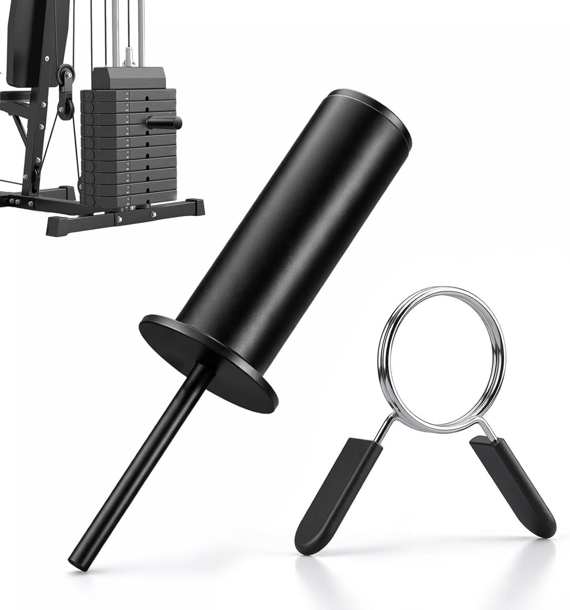 Gewichtsstapelpen met Spring Clip - Robuuste Draagstang voor Thuis Krachtstation en Fitness Accessoires, Roestvrij Staal, Zwart
