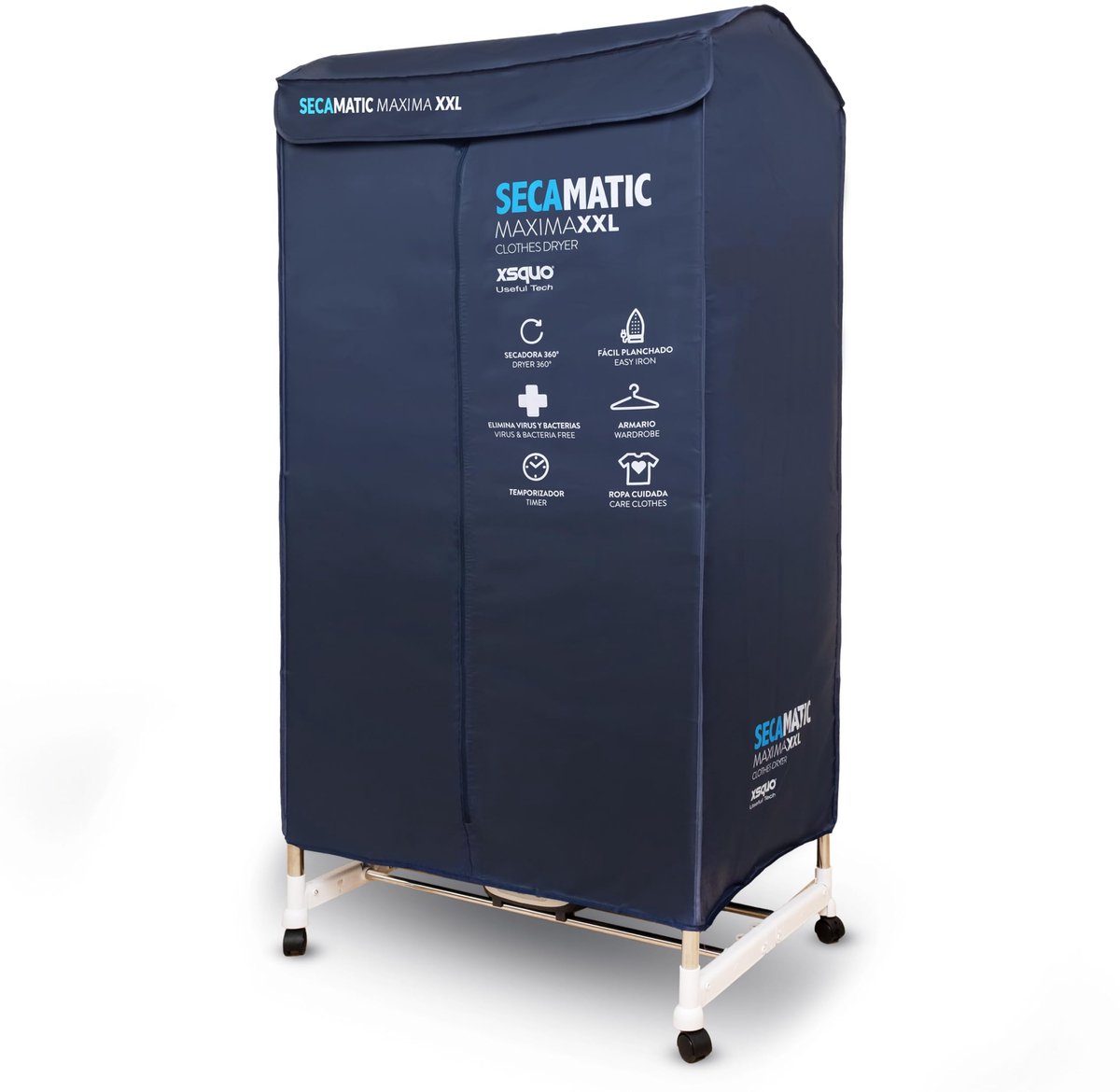 SnelShoppen - Secamatic Maximum XXL Wasdroger met Ventilatie, 1200 W, 15 kg Droogcapaciteit, Wasrek en Kledingkast, Timer 180 min, Stil, Multifunction