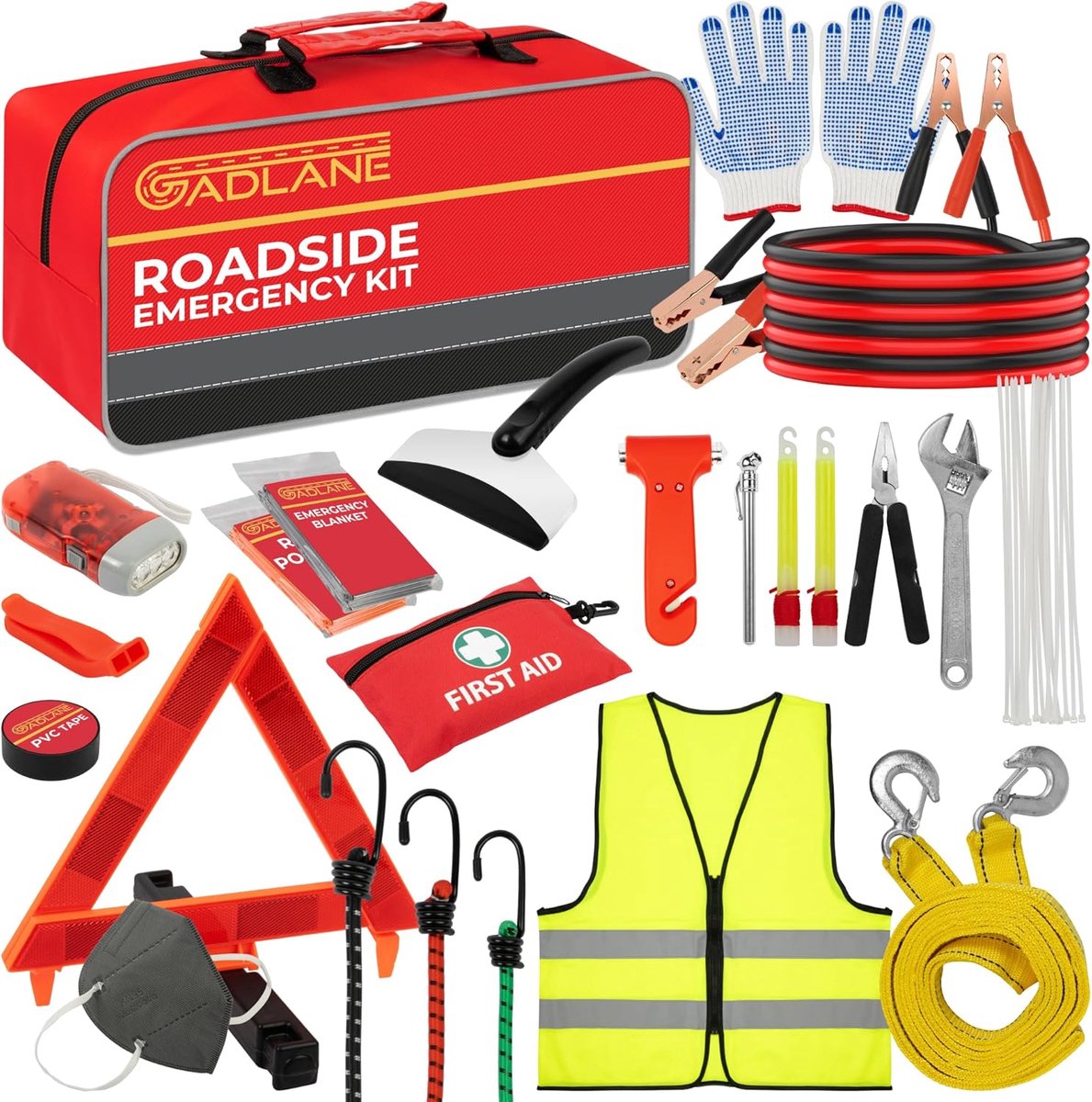 Noodset Auto - Gereedschapset Auto - Veiligheid Onderweg - Uitgebreide EHBO - 35 x 18 x 16 cm - Niet gespecificeerd
