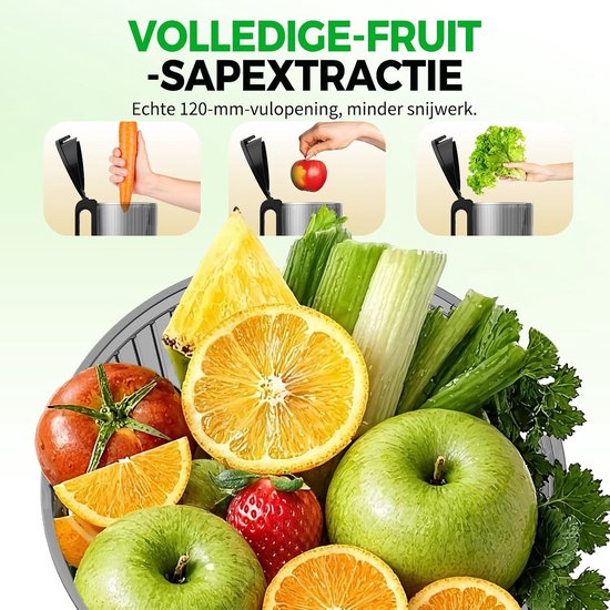 Sapcentrifuge - Slowjuicer - Gezonde Drankjes Maken - XXL Voerbuis - 1.4 Liter - Zwart — afbeelding 3