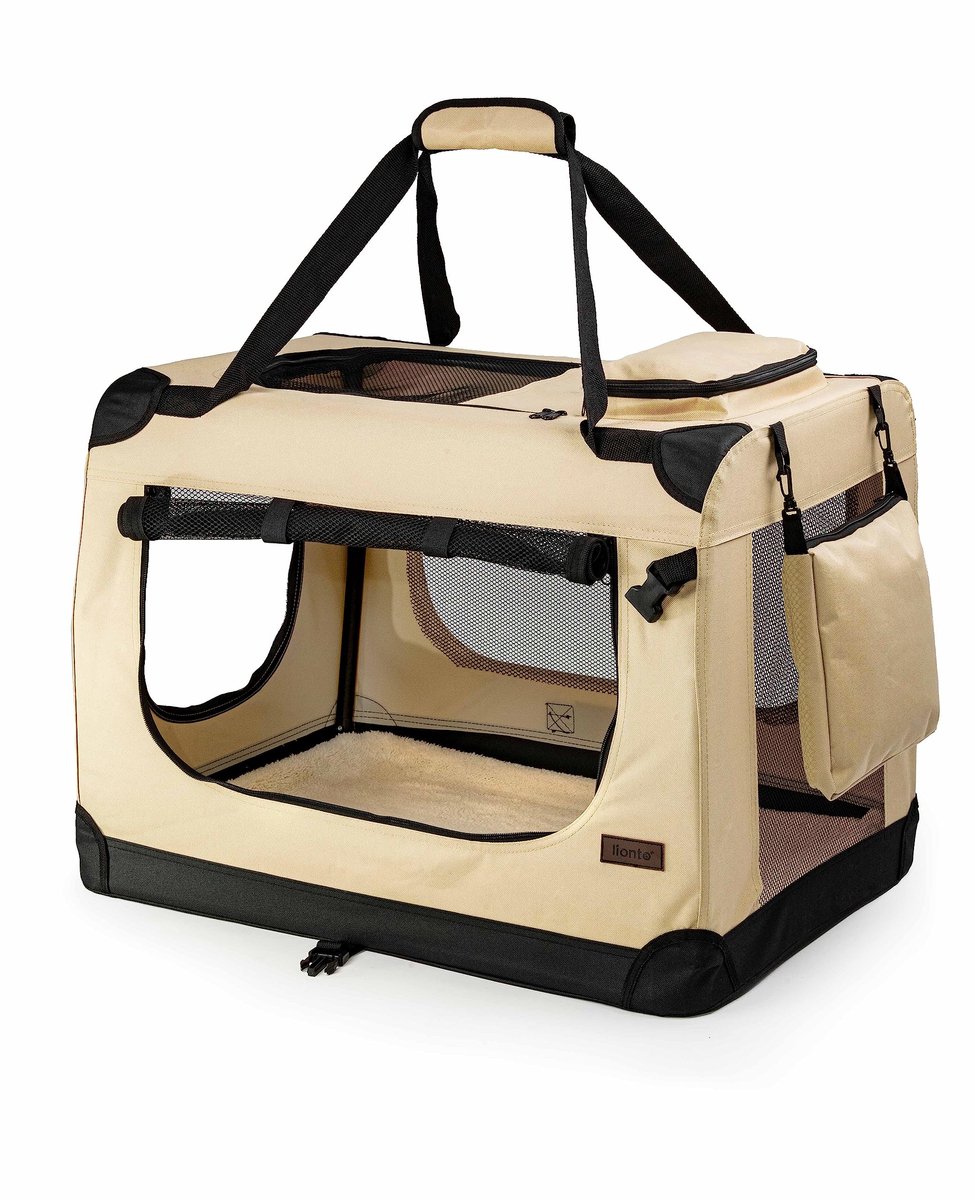 SnelShoppen - Opvouwbare Hondentransportbox voor Reizen & Auto, 82x58x58 cm, Stevige Draagbox met Handvaten & Deken, Geschikt voor Honden tot 18 kg, D