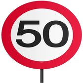Tuinbord versiering 50 jaar - 44 cm - karton - feest thema 50e verjaardag - jubileum - Abraham/Sarah - Buiten versiering 50 jarigen