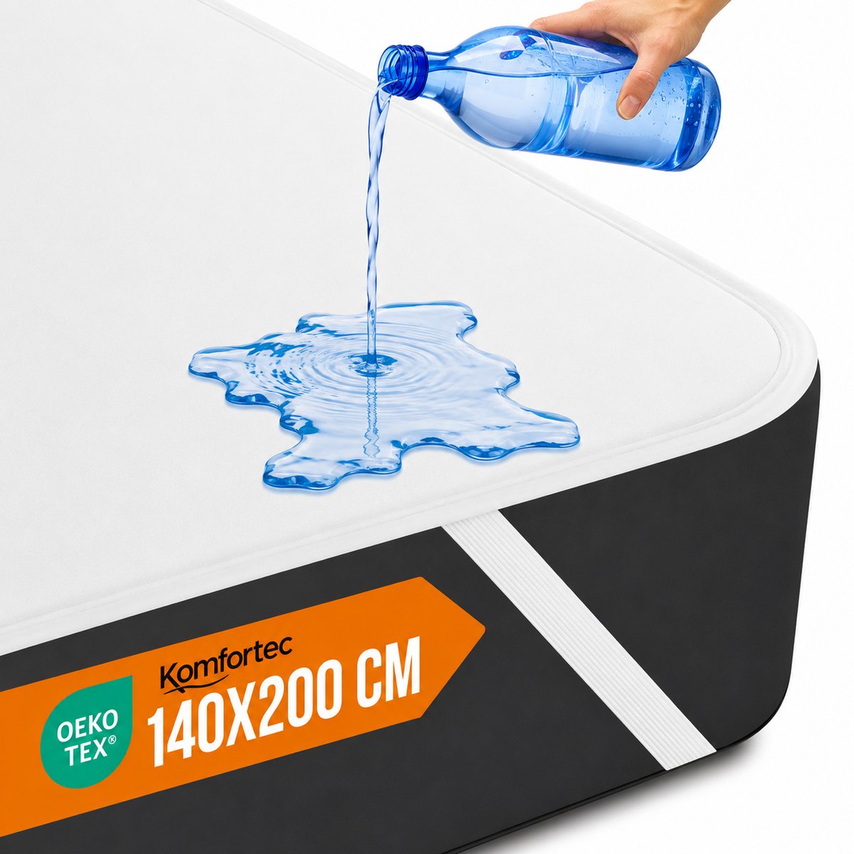 Komfortec Waterdichte Matrasbeschermer 140x200 cm - Matrasbeschermhoes - Ademende Matrashoes - Niet Krakende Matrasbeschermer - Incontinentiemateriaal - Wit