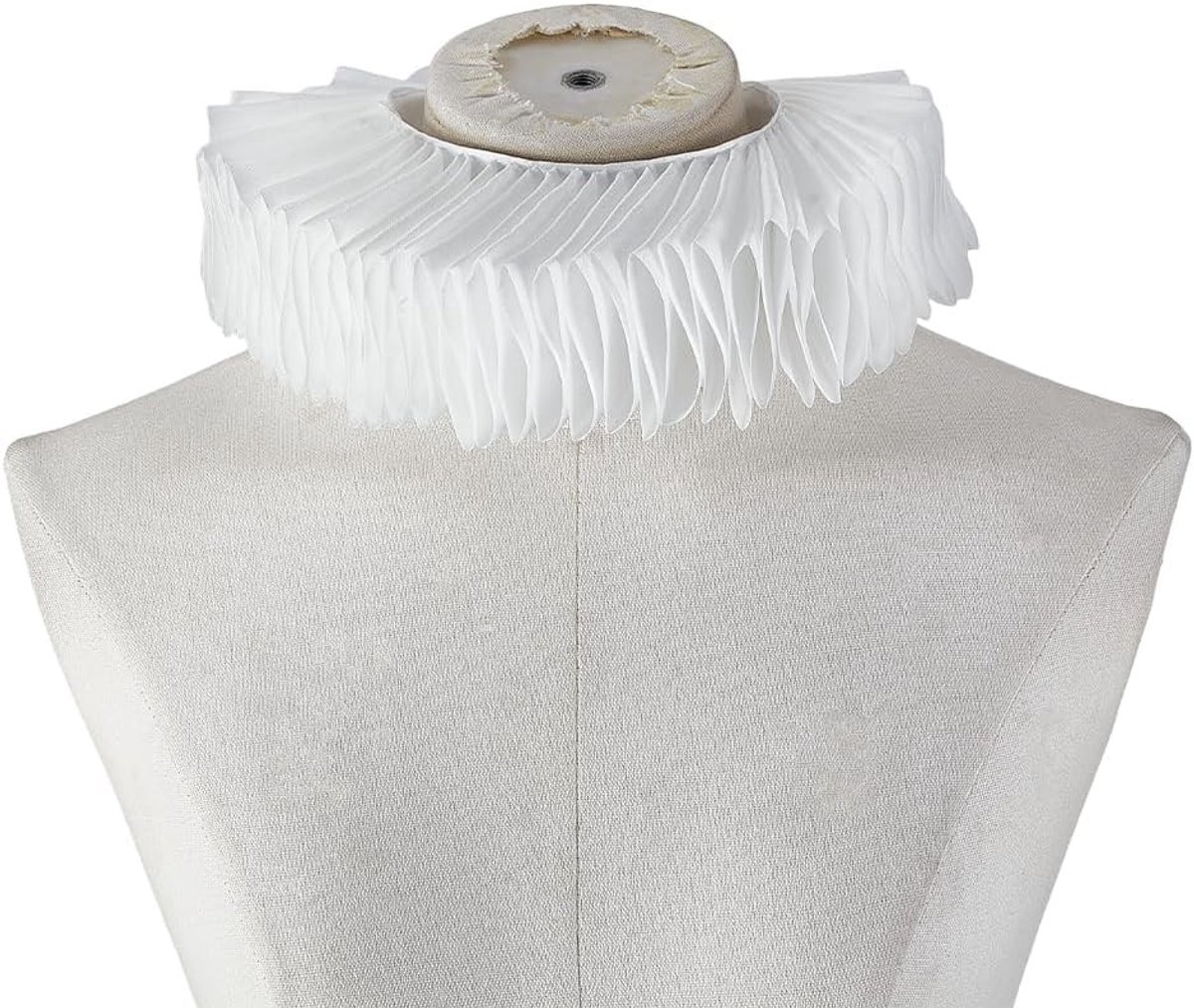 Witte Polyester Ruffle Kraag voor Renaissance Clown Kostuum - Verwijderbare Retro Cosplay Kraag voor Feestjes en Theatrale Optredens