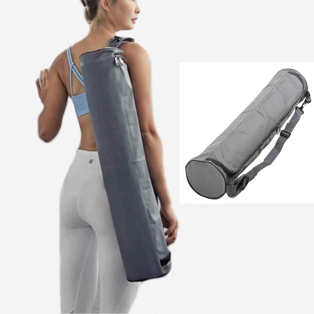 SnelShoppen - Draagbare Waterdichte Draagtas voor Yogamat - Duurzame Oxford Draagtas voor Fitness en Pilates - Grijs, Voor Thuis, Sport en Reizen