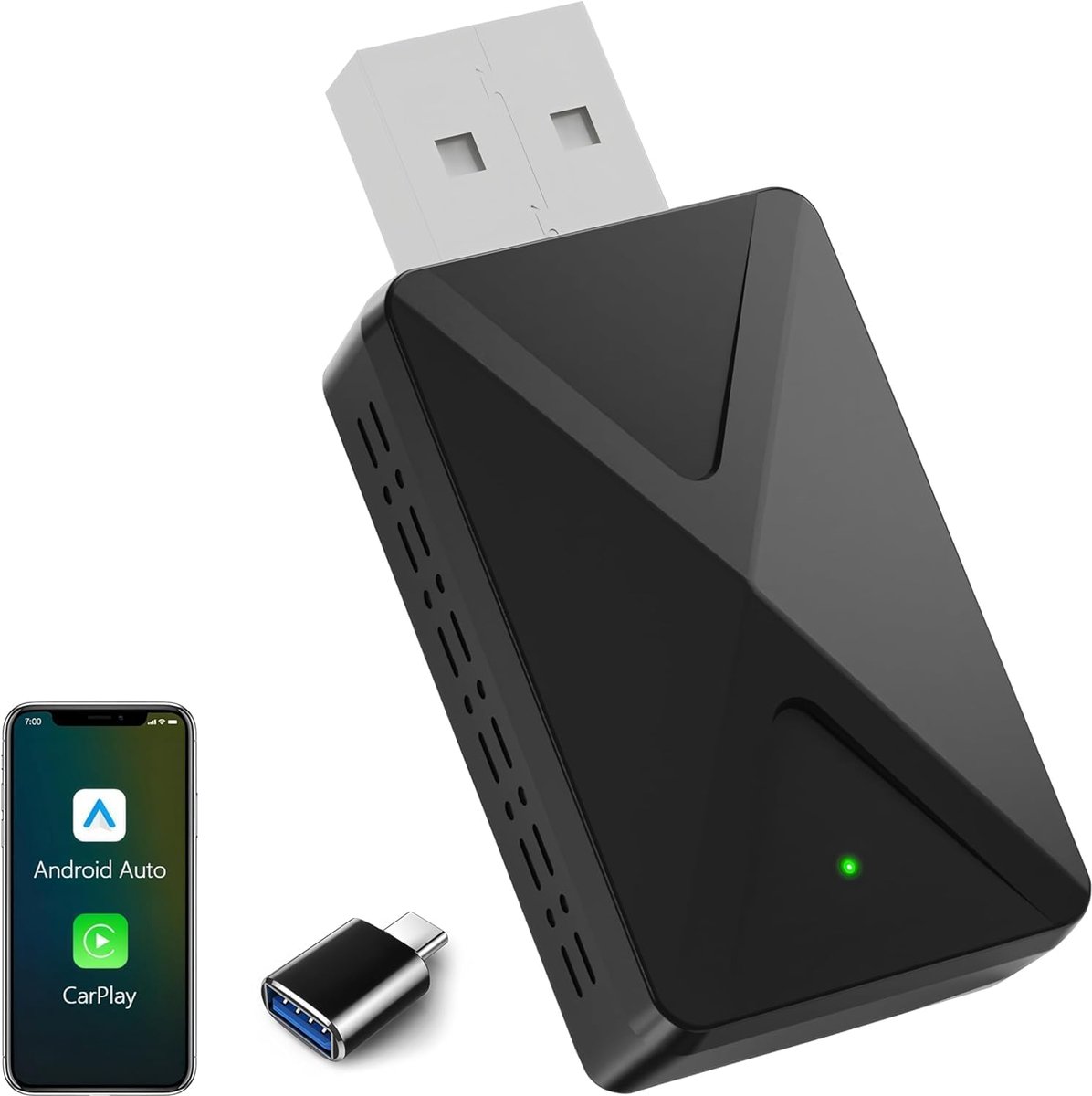 SnelShoppen - Draadloze Adapter Android Auto & Carplay Draadloos 2-in-1 Stick Voor iOS 10+ en Auto's Vanaf 2017 - Snelle en Vertragingvrije Aansluitin