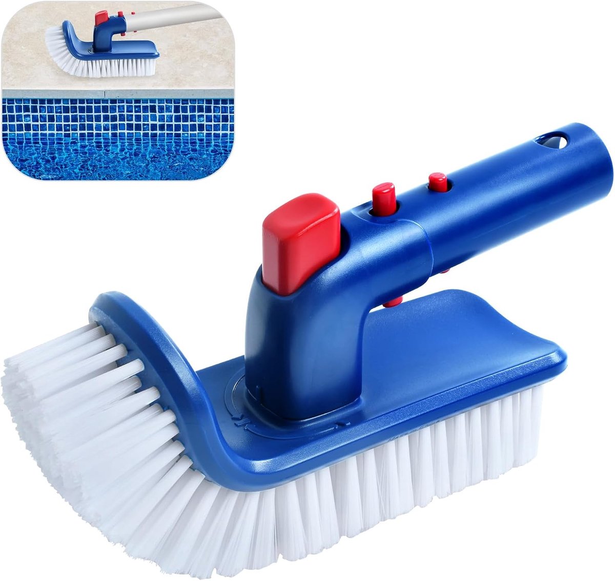 Zwembadborstelkop, 180 graden draaibare zwembadreinigingsborstel, schuine zwembadborstel voor zwembaden, badkuipen, spa's, badkamers, keukens, tegels en wanden
