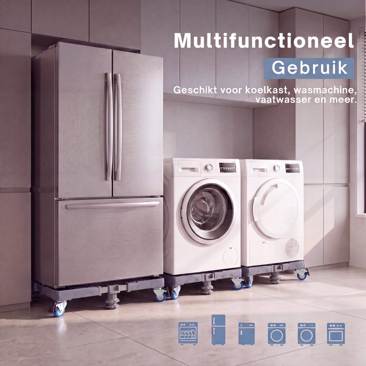 VanDijck Wasmachine Verhoger - 4 Wielen 4 Poten thumbnail 6