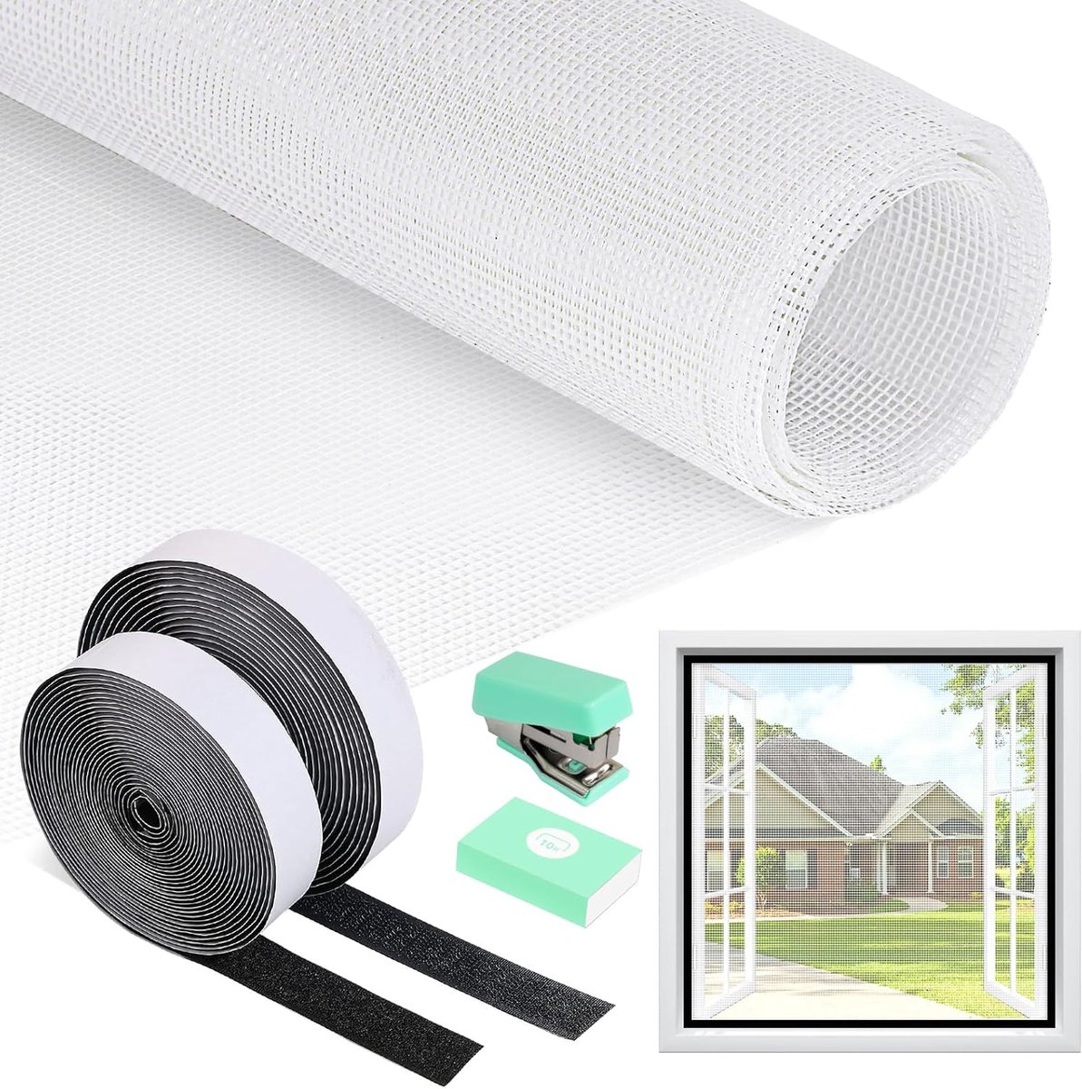 SnelShoppen - Vliegengaas voor Ramen 120x250 cm - Zelfklevend, Glasvezel, Zonder Boren, Op Maat te Snijden, Ideaal voor Thuis, Tuin en Camping