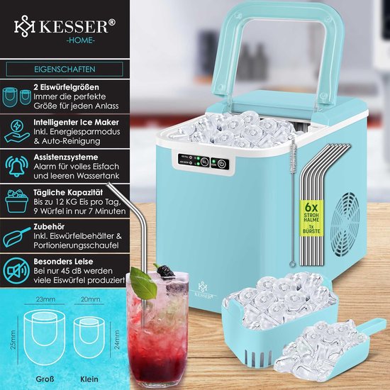 Krachtige IJsblokjesmachine met RVS, 2,2L Tank en LED-Display - Maakt IJs in 7 Minuten van Merkloos — afbeelding 3